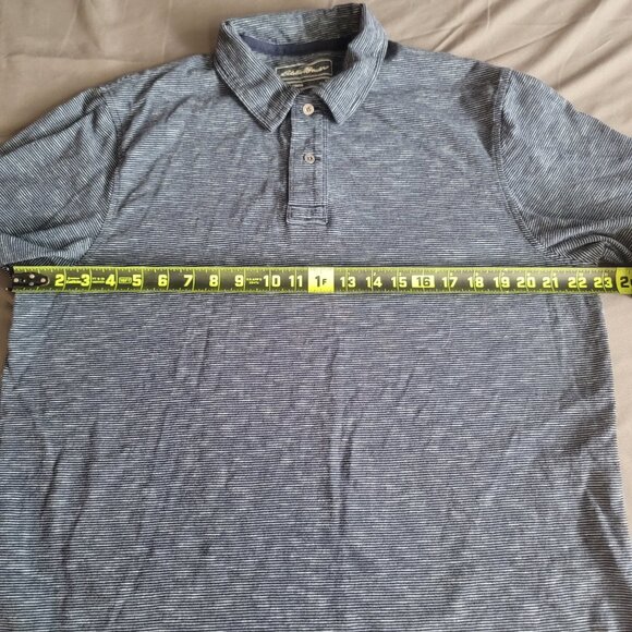 Eddie Bauer Shirt Mens L Blue Striped Outdoor Cotton Polo Golf Hiking Comfort - Picture 5 of 11